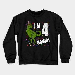 Bday Kids 4 Years Old Dinosaur Birthday Crewneck Sweatshirt